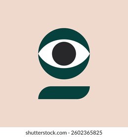 Logo letter G with eye unique design blank background