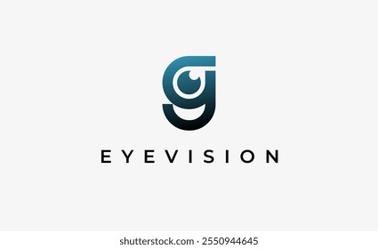 Logo Letter G and Eye Vision. Digital, visual with modern and minimalist concept. Editable file.