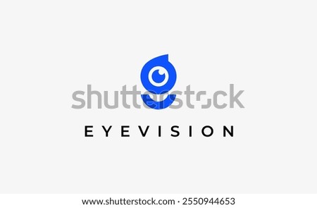 Logo Letter G and Eye Vision. Digital, visual with modern and minimalist concept. Editable file.