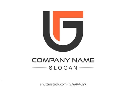 logo letter g and f flat