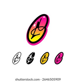 Logo letter G, graffiti alphabet font, set of four different art symbol for your brand name design, vector illustration 10 EPS