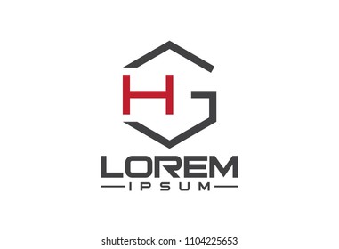 logo letter g and h hexagonal line