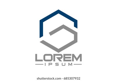 logo letter g hexagonal line