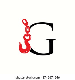 letra de logotipo g con diseño vectorial de grúa de icono