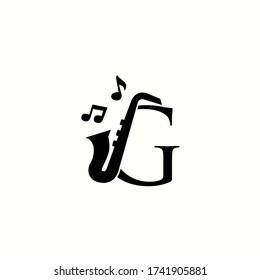 logo letter g with icon jazz music vector design