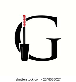 logo letter g with icon mascara brush vector design