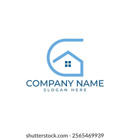 Logo with letter "G" into the shape of a house. The design conveys stability, security, and a focus on homeownership, for real estate agencies, property developers, or home improvement businesses.