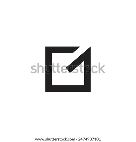 Logo letter G line stroke square with blank background