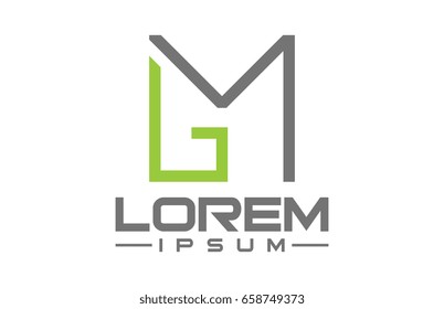 logo letter g and m flat line