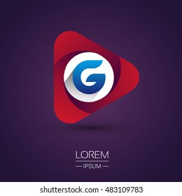 logo letter G red colored in the triangle shape, Vector design template elements for your application or company identity.