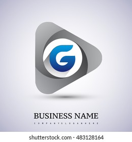 logo letter G rounded in the triangle shape, Vector design template elements for your application or company identity.