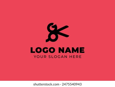 logo letter g with scissors bold style. Logo barbershop, minimalist and modern. Editable file