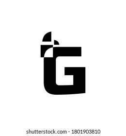 Letra G del logotipo con diseño vectorial de forma cuadrada.