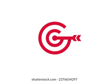 Logo Letter G and Target Arrow, Minimalist and Modern Logo Template Premium. Editable FIle