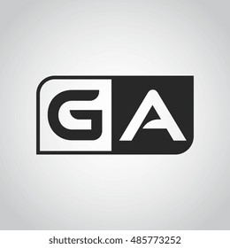 Logo letter GA with two different sides. Negative or black and white vector template design