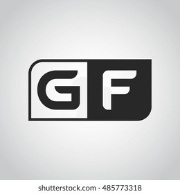 Logo letter GF with two different sides. Negative or black and white vector template design
