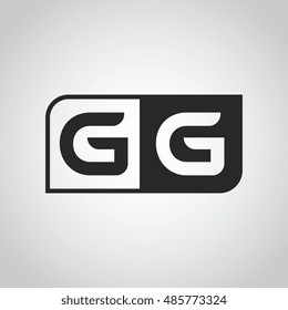 Logo letter GG with two different sides. Negative or black and white vector template design