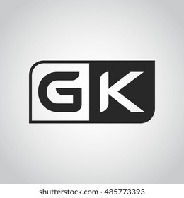 Logo letter GK with two different sides. Negative or black and white vector template design