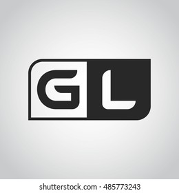 Logo letter GL with two different sides. Negative or black and white vector template design