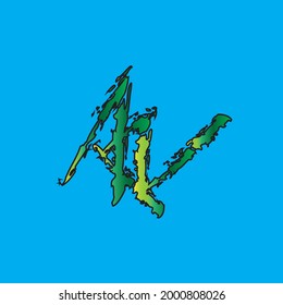 logo letter a green yellow