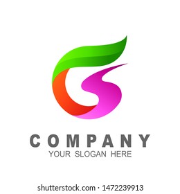 logo letter gs , g and s , gs logo with leaf design template, medical logo , ecology icon