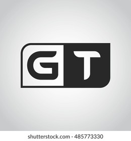 Logo letter GT with two different sides. Negative or black and white vector template design