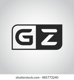 Logo letter GZ with two different sides. Negative or black and white vector template design