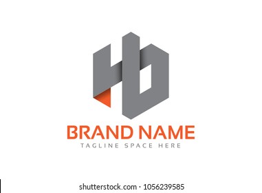 logo letter h and b hexagonal
