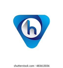 Logo letter H blue colored in the triangle shape, Vector design template elements for your application or company identity.