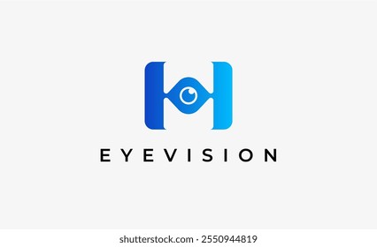 Letra de logotipo H e visão ocular. Digital, visual com conceito moderno e minimalista. Arquivo editável.