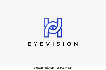 Letra H del logotipo y visión ocular. Digital, visual con concepto moderno y minimalista. Archivo editable.