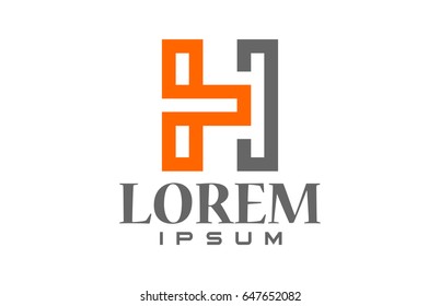 logo letter h flat ribbon