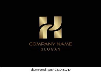 logo letter h in gold color for glamour and elegant