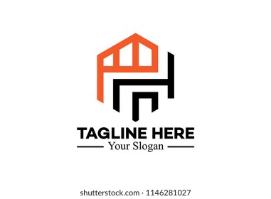 logo letter h hexagonal architecture icon