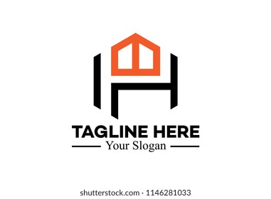 logo letter h hexagonal architecture icon