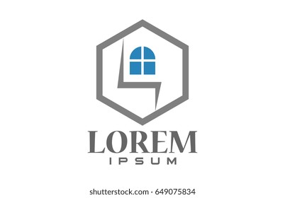 logo letter h hexagonal architecture icon