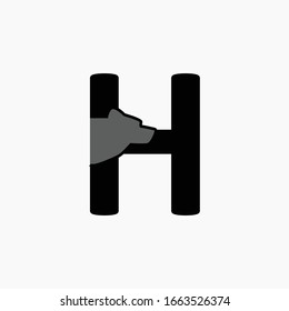 logo letter h with icon bear vector design