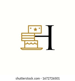 logo letter h with icon cake vector design