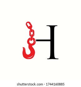 logo letter h with icon crane  vector design