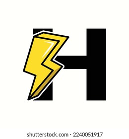logo letter h with icon flash vector design