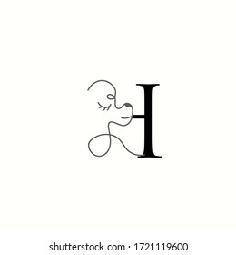 logo letter h with icon prety dog line vector design