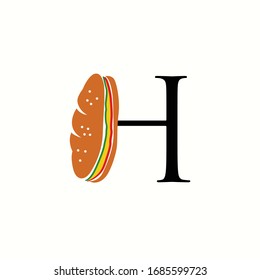 logo letter h with icon sandwich vector design