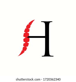logo letter h with icon spine vector design
