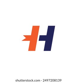 Logo letter H label minimalist simple design with blank background