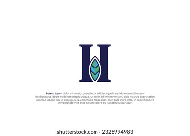 logo letter h leaf elegant nature