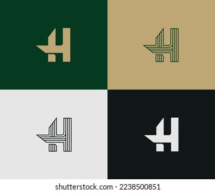 logo Letter H, lines, and flat, green, gold, white and black colors