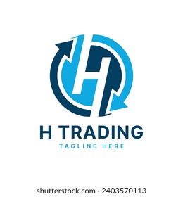 Logo Letra H marca con flecha Monograma Concepto diseño moderno y mínimo para servicios de comercio y logística
