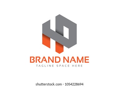 logo letter h and p hexagonal origami
