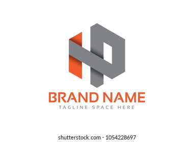 logo letter h and p hexagonal origami