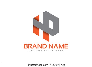logo letter h and p hexagonal origami